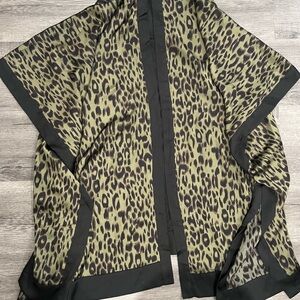 Leopard Print Kimono with Black Trim